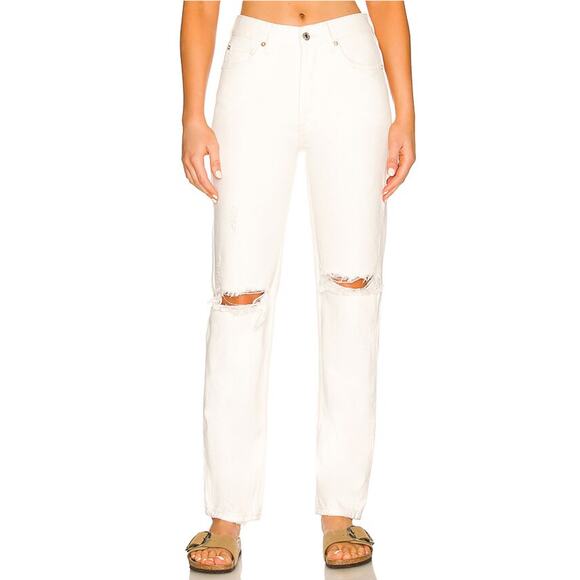 Free People Mid-Rise Distressed Jeans, White, Size 28, Women's - Picture 1 of 7